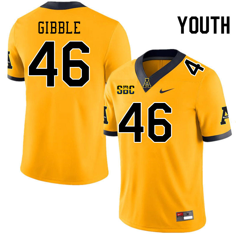 Youth #46 Jared Gibble Appalachian State Mountaineers College Football Jerseys Stitched-Gold